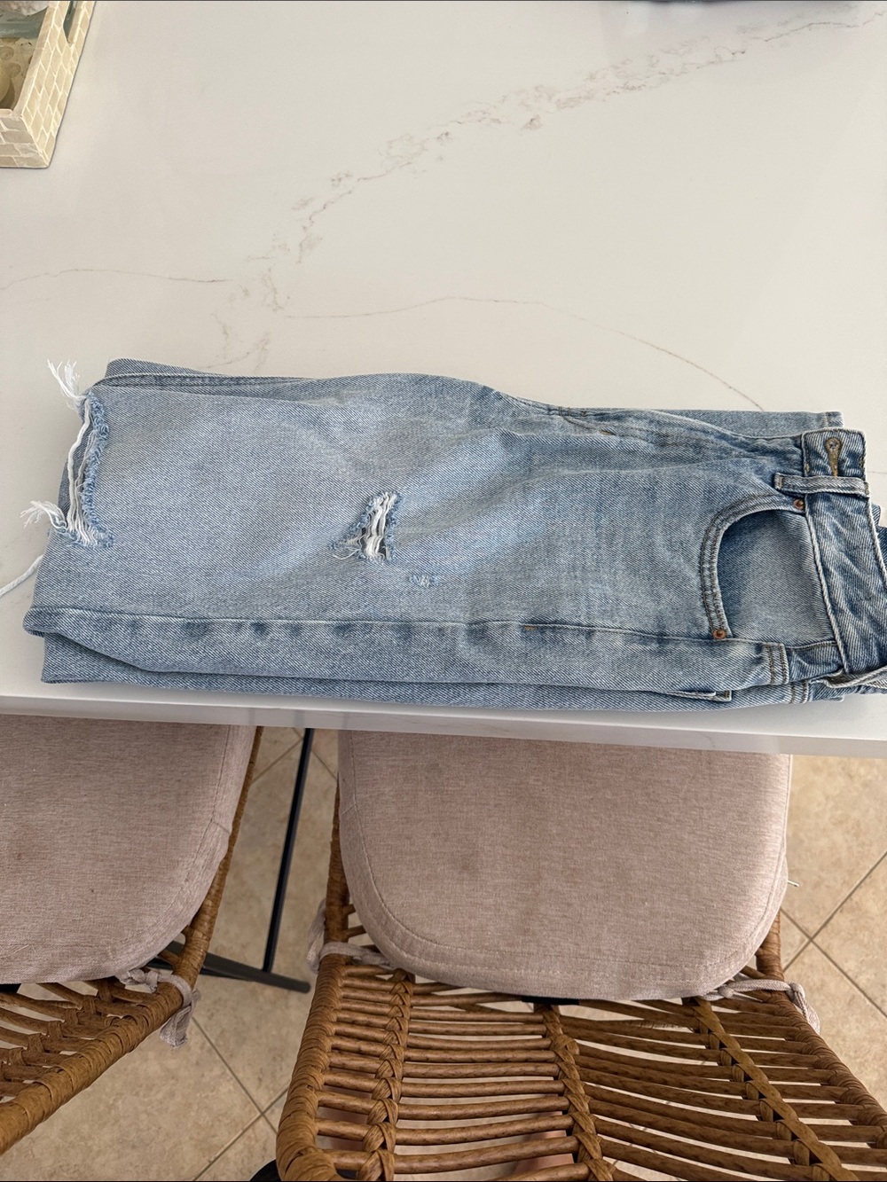 PacSun Light Blue Distressed Straight Leg Jeans